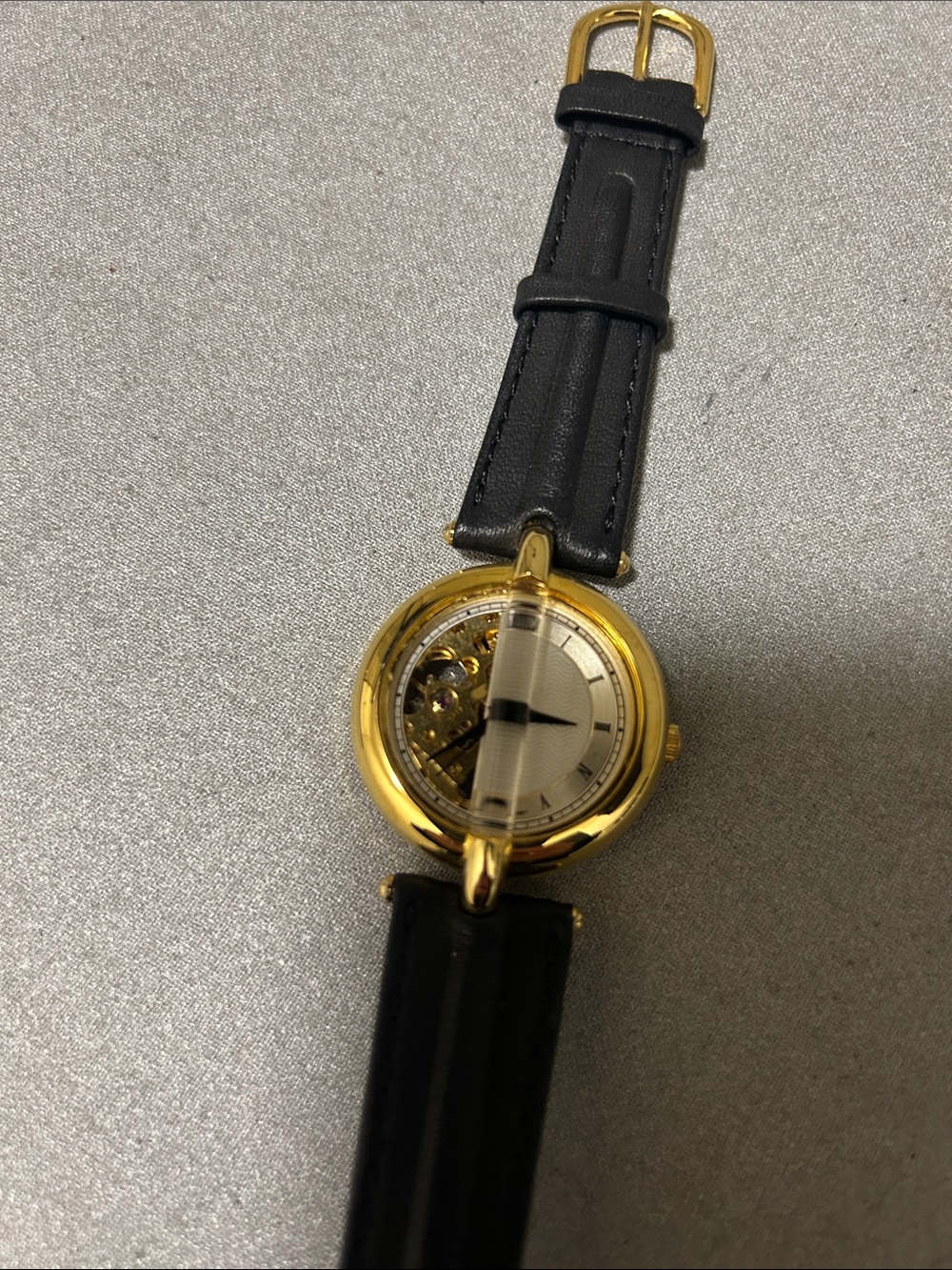 Unique dual face Women's Mechanical Watch with Black Leather Strap - Picture 3 of 8